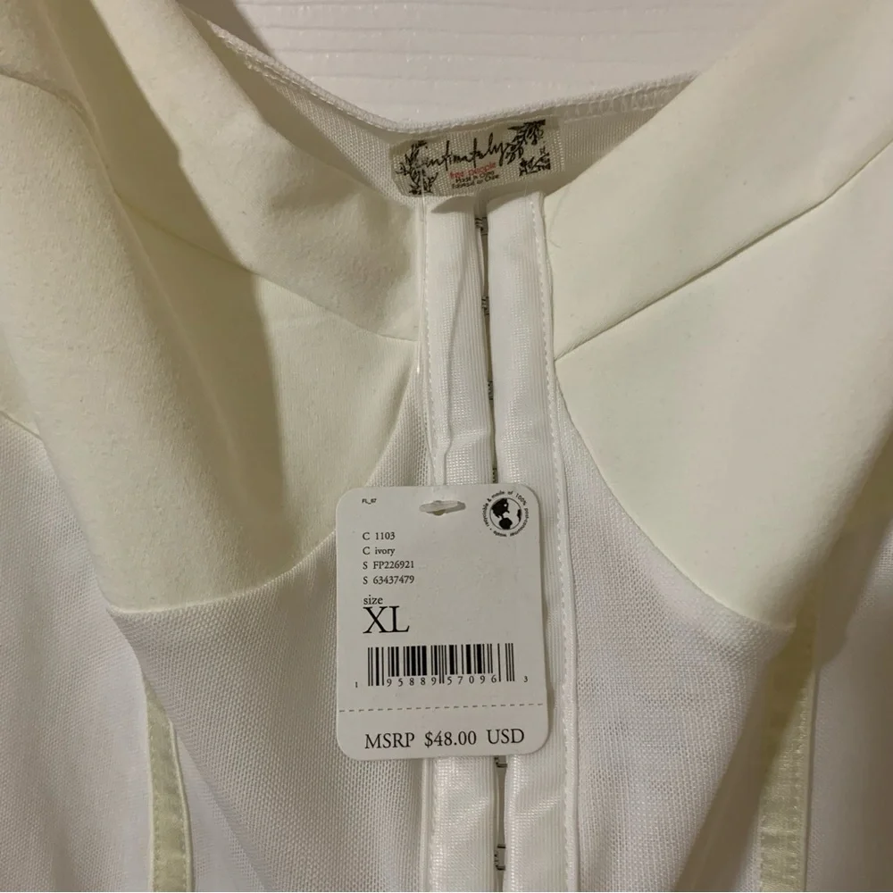 NWT Free People Ivory‎ Bodysuit Top Chic Casual Minimalist